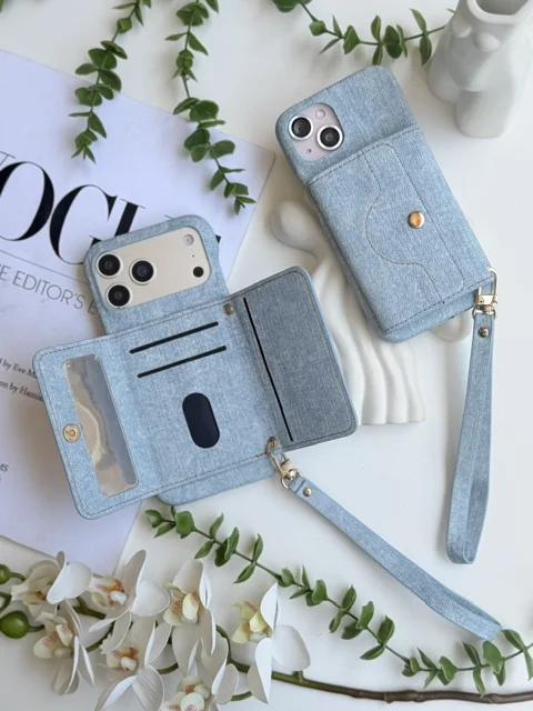 قاب گوشی جاکارتی طرح جین Jeans Wallet آیفون | ترکیب استایل پارچهای و کاربرد هوشمندانه!